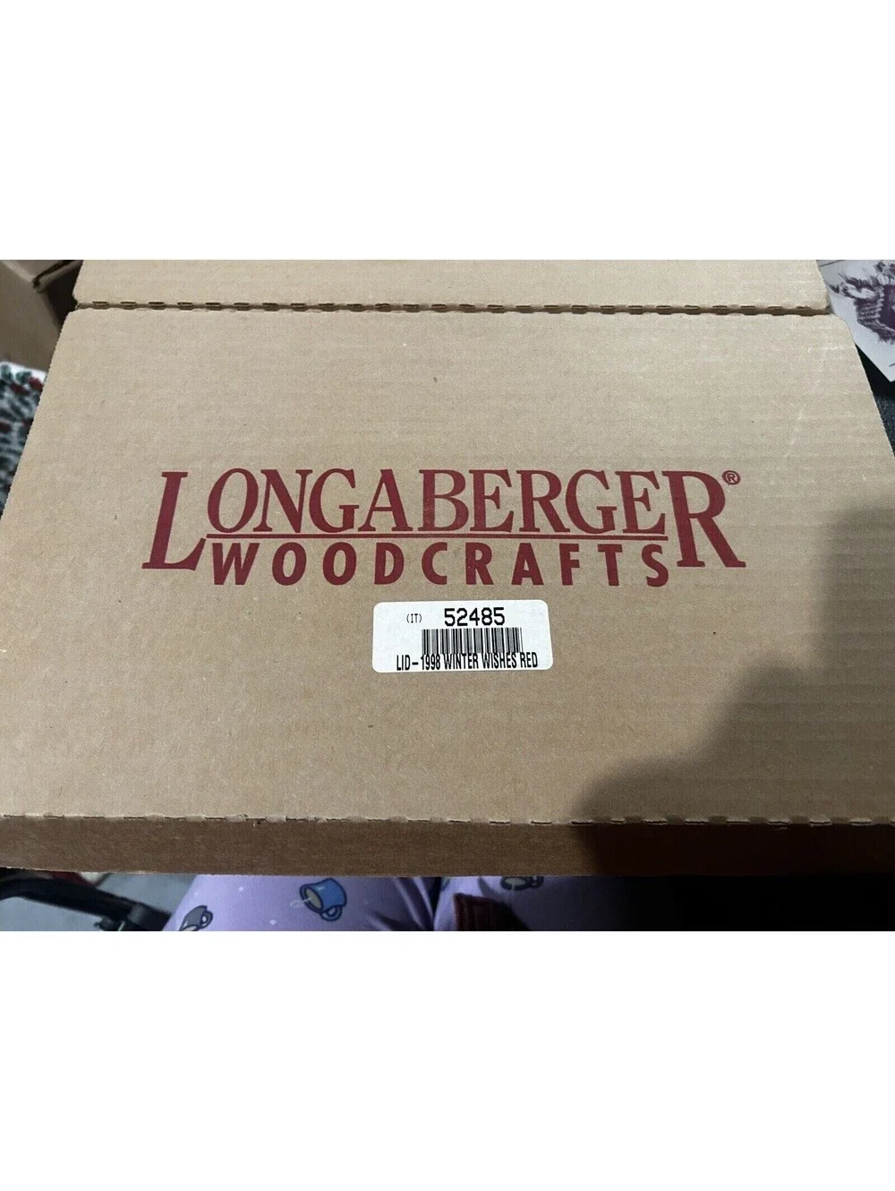 LONGABERGER BASKET Hostess WINTER WISHES LID Red Knob Christmas NEW